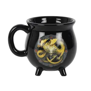 Anne Stokes Imbolc Cauldron Heat Changing Mug Black/Yellow (One Size)