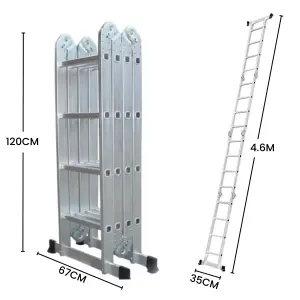 4.6m Large Lightweight Aluminium Folding Multi position Work Platform Ladder