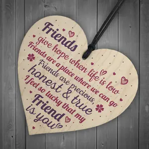 Red Ocean Friendship Sign Handmade Wooden Hanging Heart Chic Sign Best Friend Gift Thank You Birthday Keepsake