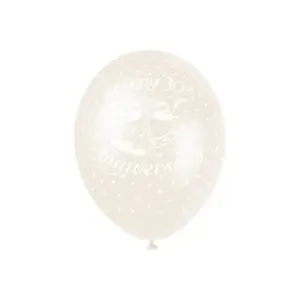 Unique Party Latex Pearlised Wedding Balloons (Pack of 5) White (One Size)