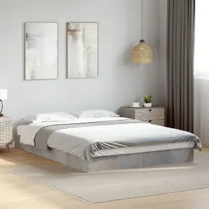 Berkfield Bed Frame without Mattress Concrete Grey 120x190 cm Small Double