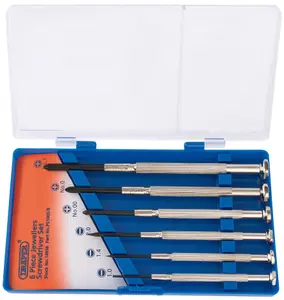 Draper Precision Screwdriver Set, 3 x Plain Slot, 3 x Cross Slot (6 Piece) 14956