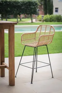 Garden Trading Outdoor Indoor Hampstead Bar Stool with Arms Chair Bamboo Steel