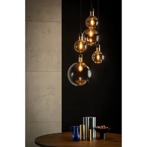 Lucide Julius Vintage Cluster Pendant Light - 5xE27 - Smoke Grey