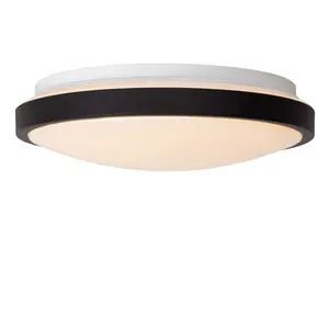 Lucide Dasher Modern Flush ceiling light Bathroom 29,3cm - LED - 1x12W 2700K - IP44 - Black