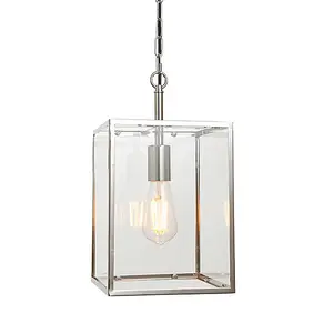 Luminosa Hadden Pendant Bright Nickel Plate & Clear Glass 1 Light Dimmable IP20 - E27