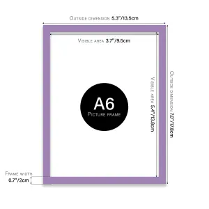 A6 Purple Picture Frame Fits A6 (10.5 x 14.8cm - 4.1 x 5.8in) Poster, Photo, Artwork, or Print.