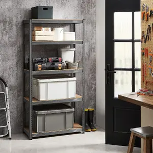 Garage Shelving, 5-Tier Storage Racks, Set of 2, 180 x 90 x 40 cm, Max. Load 875 kg (175 kg per Tier), Shelving Units, Grey