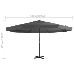 Berkfield Outdoor Parasol with Aluminium Pole 500 cm Anthracite