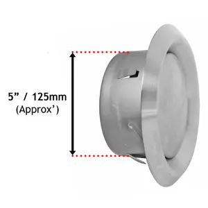 SPARES2GO Stainless Steel Round Ceiling Extractor Exhaust / Supply Wall Vent (5" / 125mm)