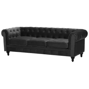 Velvet Living Room Set Black CHESTERFIELD