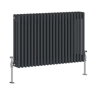 Right Radiators 600x1012 mm Horizontal Traditional 3 Column Cast Iron Style Radiator Anthracite