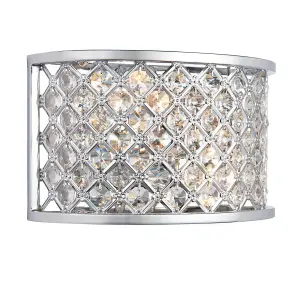 Luminosa Hudson 2 Light Indoor Wall Light Chrome with Crystal, E14