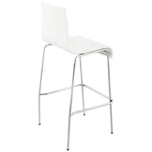 Macedo Counter Stool with Metal Frame Chrome/White