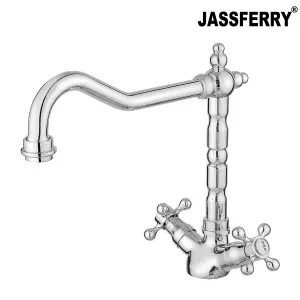 JASSFERRY Vintage French Mixer Tap Traditional Crosshead Handles Chrome