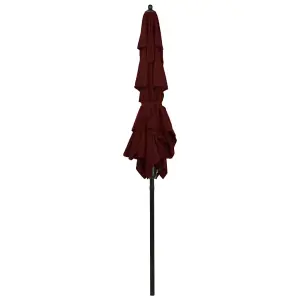 Berkfield 3-Tier Parasol with Aluminium Pole Bordeaux Red 2x2 m