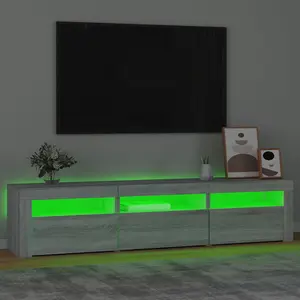 Berkfield TV Cabinet with LED Lights Grey Sonoma 180x35x40 cm