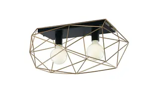 Luminosa ABRAXAS 2 Light Semi Flush Light Black, Gold 60x30x26.5cm