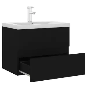 Berkfield Sink Cabinet with Built-in Basin Black Engineered Wood