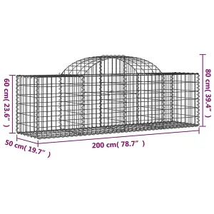 Berkfield Arched Gabion Baskets 18 pcs 200x50x60/80 cm Galvanised Iron