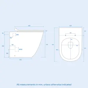 Nes Home 500mm WC Unit & D Shape Rimless Round Back To Wall Toilet With Cistern