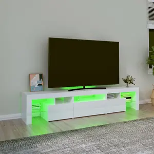 Berkfield TV Cabinet with LED Lights High Gloss White 200x36.5x40 cm