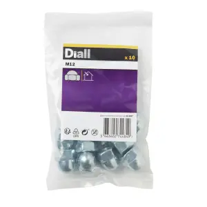 Diall M12 Carbon steel Dome Nut, Pack of 10