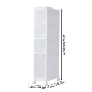 105cm H Plastic 4-Tier Slim Cabinet Storage Drawer Organizer Cart