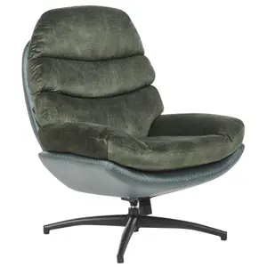 Chair with Footstool EIDE with Footstool Velvet Dark Green