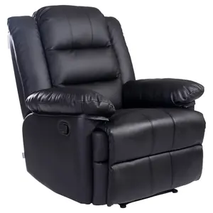 Loxley Bonded Leather Recliner Armchair Sofa Home Lounge Chair Reclining Gaming (Black)