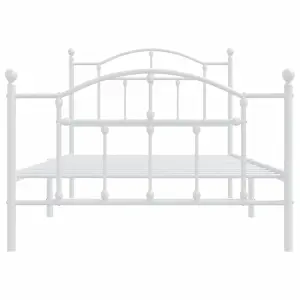 Berkfield Metal Bed Frame with Headboard and Footboard White 100x190 cm