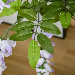 HOMCOM Artificial Realistic Wisteria Flower Tree Faux Plant for Indoor Décor