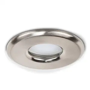 ValueLights Downlight IP65 Brushed Chrome Ceiling Light Fitting 4 Pack With Cool White Bulbs