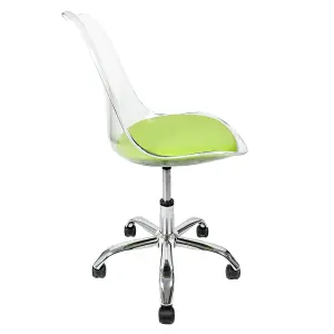 Soho Clear Plastic Dining Chair with Swivel Base Green