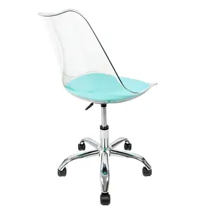 Soho Clear Plastic Dining Chair with Swivel Base Aqua