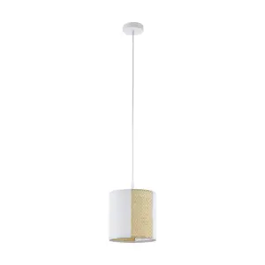 Hanging Ceiling Pendant Light White Seagrass 1x 40W E27 Hallway Feature Lamp