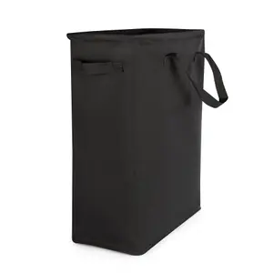 45L Slim Laundry Basket with Handles Black