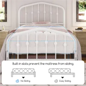 Yaheetech White 3ft Single Metal Bed Frame with Arched Headboard and Footboard