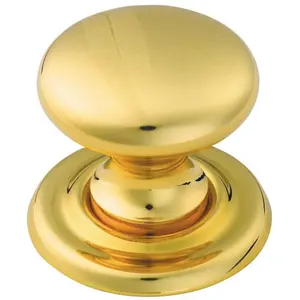 Tiered Mushroom Cupboard Door Knob 36mm Diameter Polished Brass Cabinet Handle