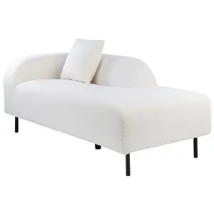 Left Hand Boucle Chaise Lounge White LE CRAU