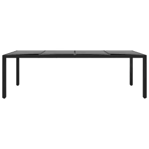 Berkfield Garden Table 250x100x75 cm Tempered Glass and Poly Rattan Black