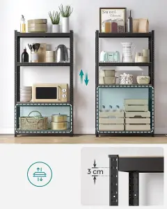 SONGMICS 4-Tier Shelving Unit, Steel Shelving Unit for Storage, Boltless Assembly, for Garage, Shed, Black