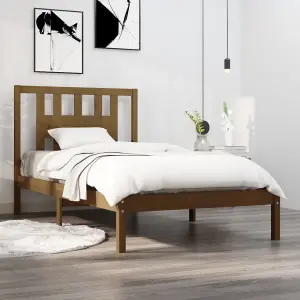 Berkfield Bed Frame Honey Brown Solid Wood Pine 100x200 cm