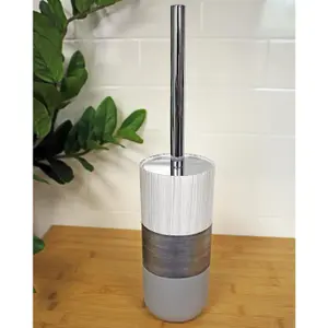 Showerdrape Luxe Grey/White Toilet Brush & Holder