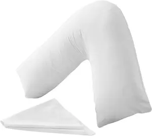 White Orthopaedic V-Shaped Pillow Extra Cushioning Support For Head, Neck & Back