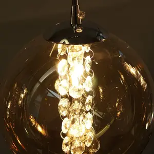 Height-Adjustable 3-Light Pendant Light Amber