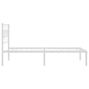 Berkfield Metal Bed Frame with Headboard White 107x203 cm