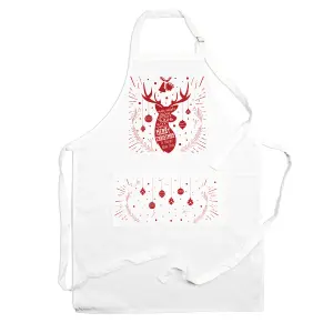 Purely Home Christmas Apron - Merry Christmas Deer/Stag Cooking & Baking Gift Apron