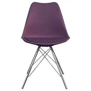 Soho Aubergine Plastic Dining Chair with Chrome Metal Legs