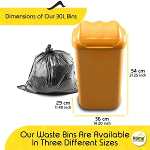 Home Centre Lift Top Plastic Waste Bin 30 Litre Yellow Kitchen Office School Work Recycling